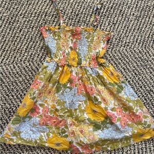 Janie and Jack Girls Floral Smocked Sundress - Yellow, Pink & Blue 8